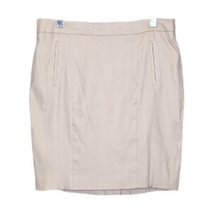 RW&Co. Linen Khaki Pencil Skirt Womens Size 12 Short Above Knee Classic Stretch